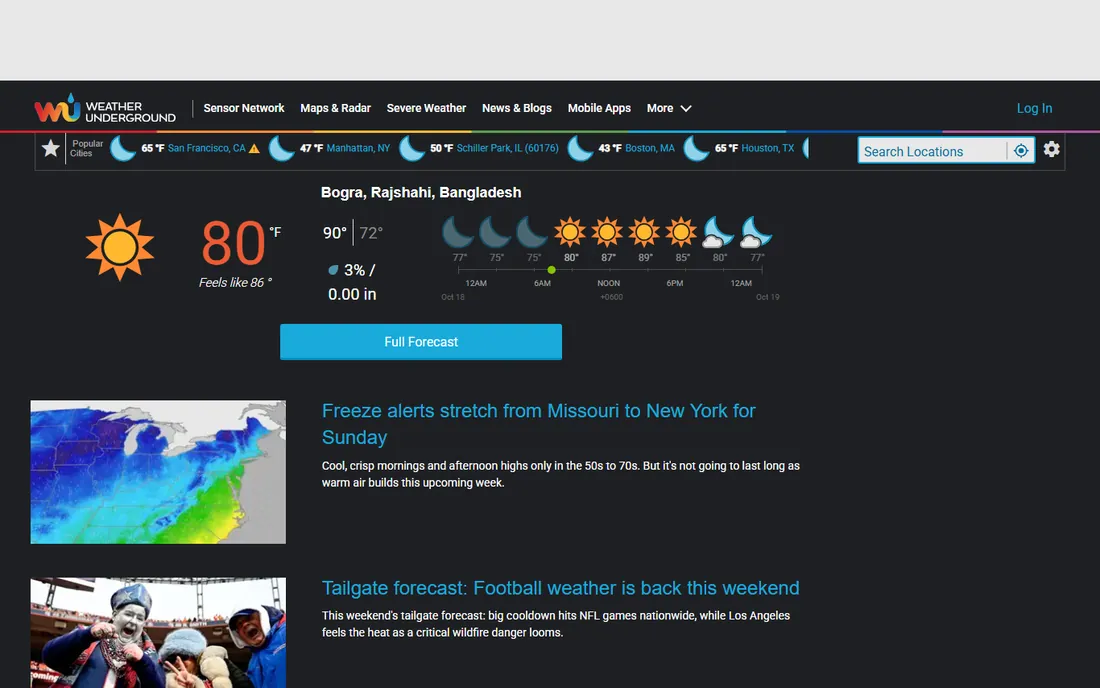 Weather Underground homepage