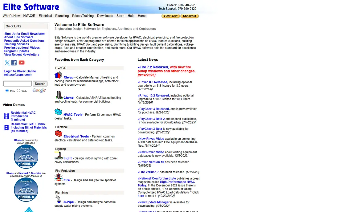Elite Software RHVAC homepage