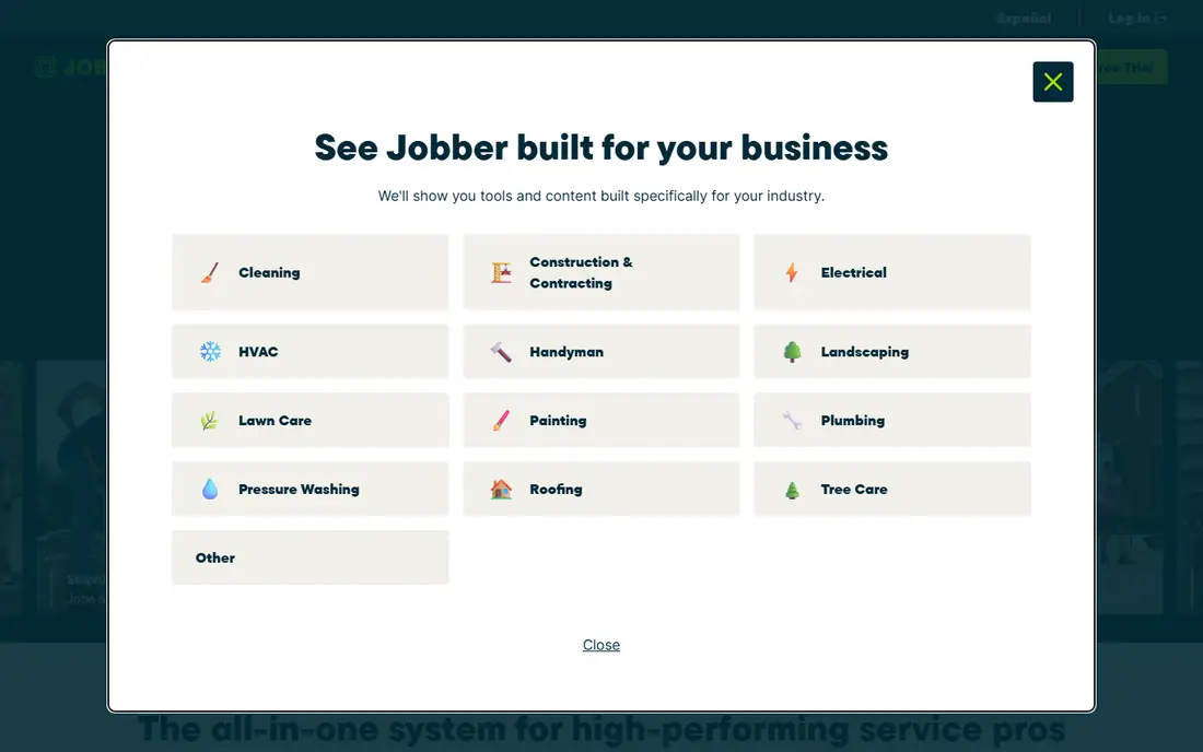Jobber homepage
