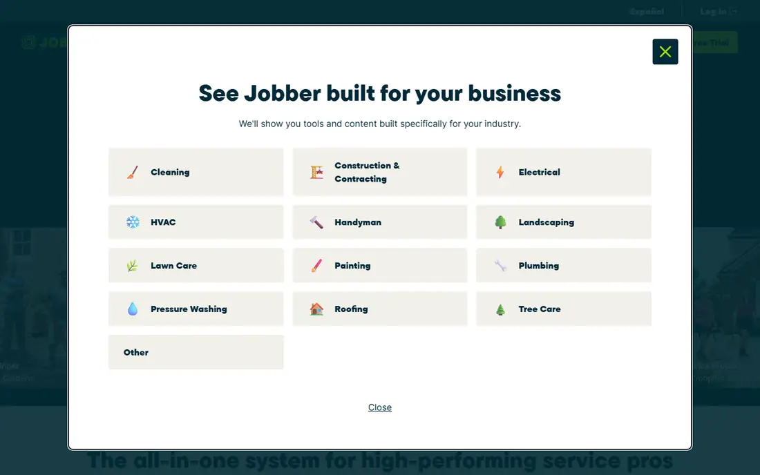 Jobber homepage
