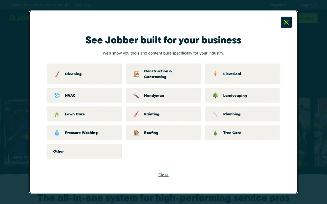 Jobber homepage