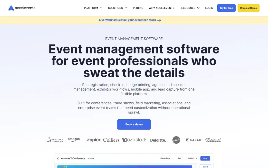 Accelevents homepage