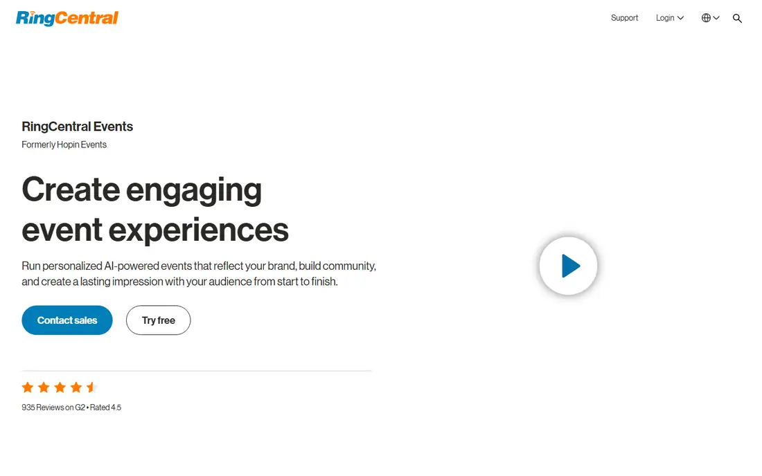 RingCentral Events homepage