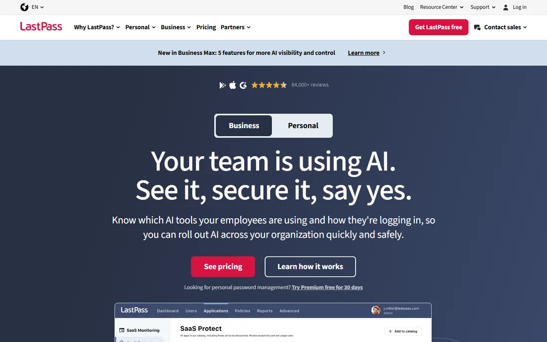 LastPass homepage