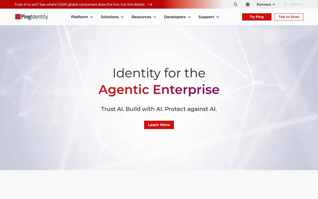 Ping Identity homepage