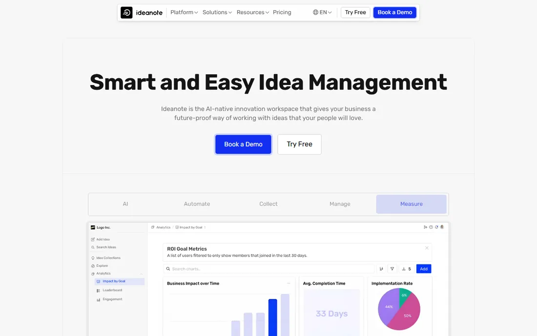 Ideanote homepage
