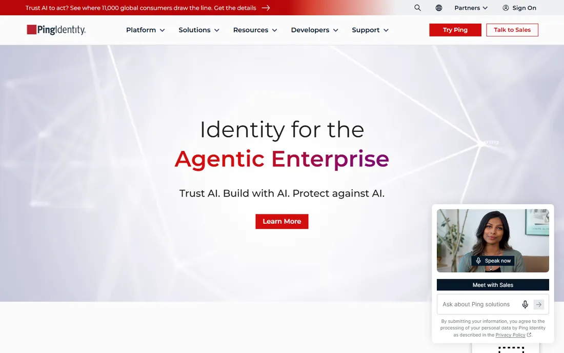 Ping Identity homepage