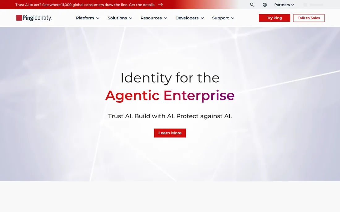 Ping Identity homepage