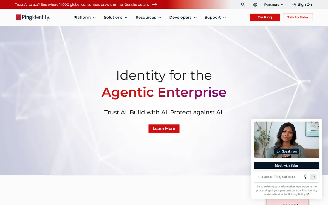Ping Identity homepage