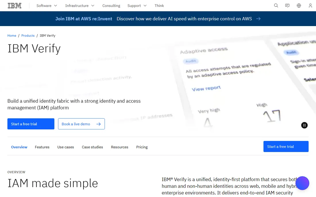 IBM Security Verify homepage