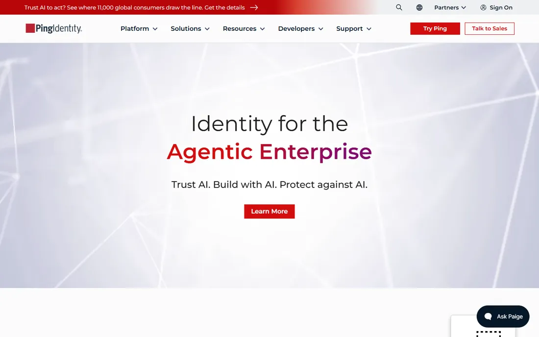Ping Identity homepage
