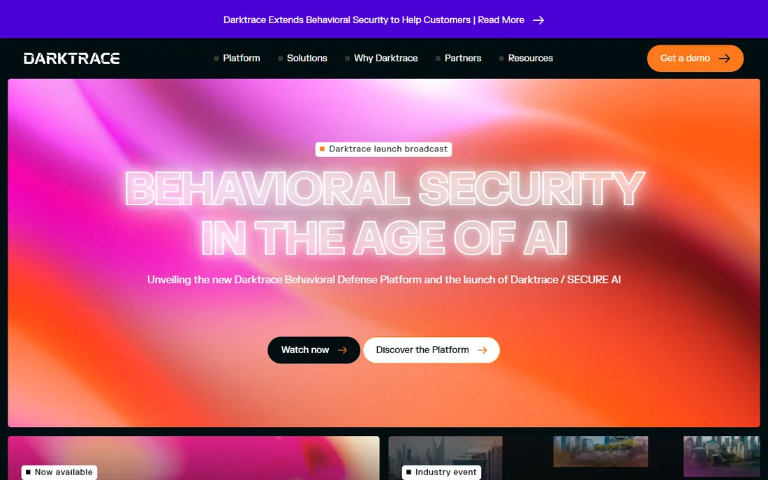 Darktrace homepage
