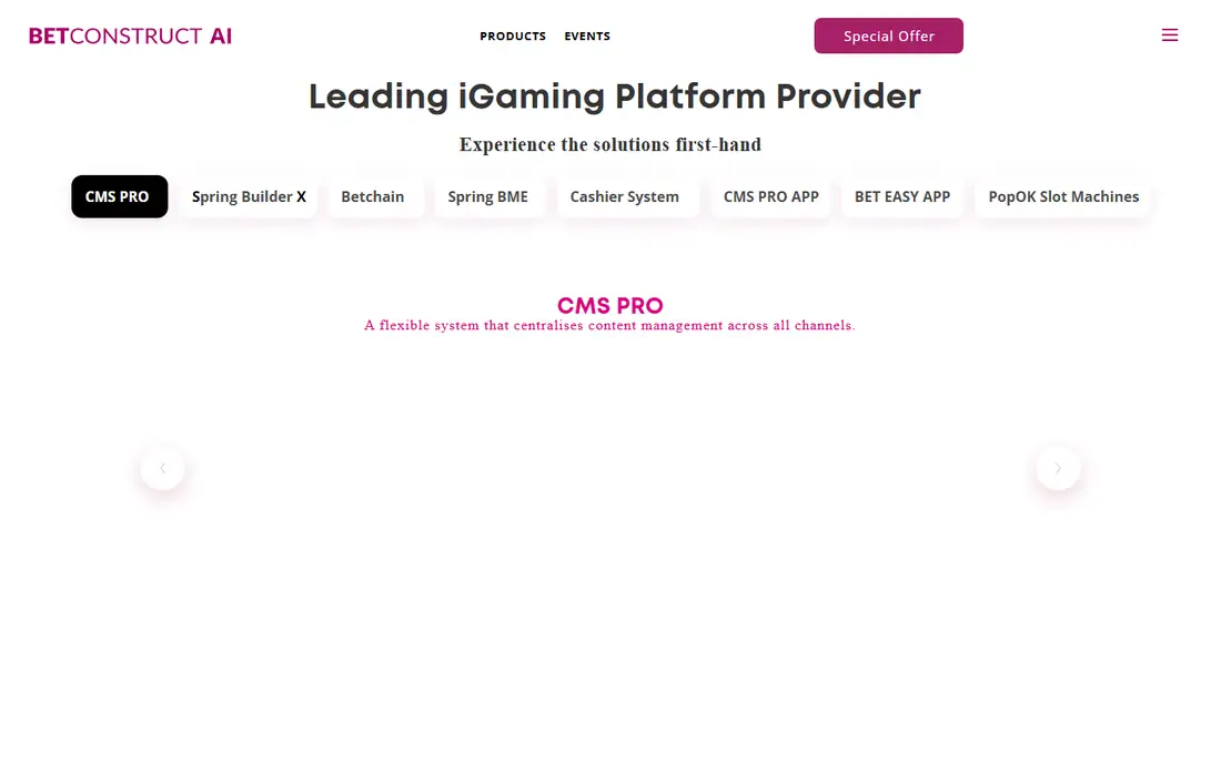 BetConstruct homepage