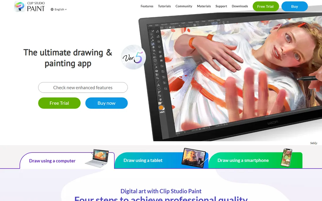 Clip Studio Paint homepage
