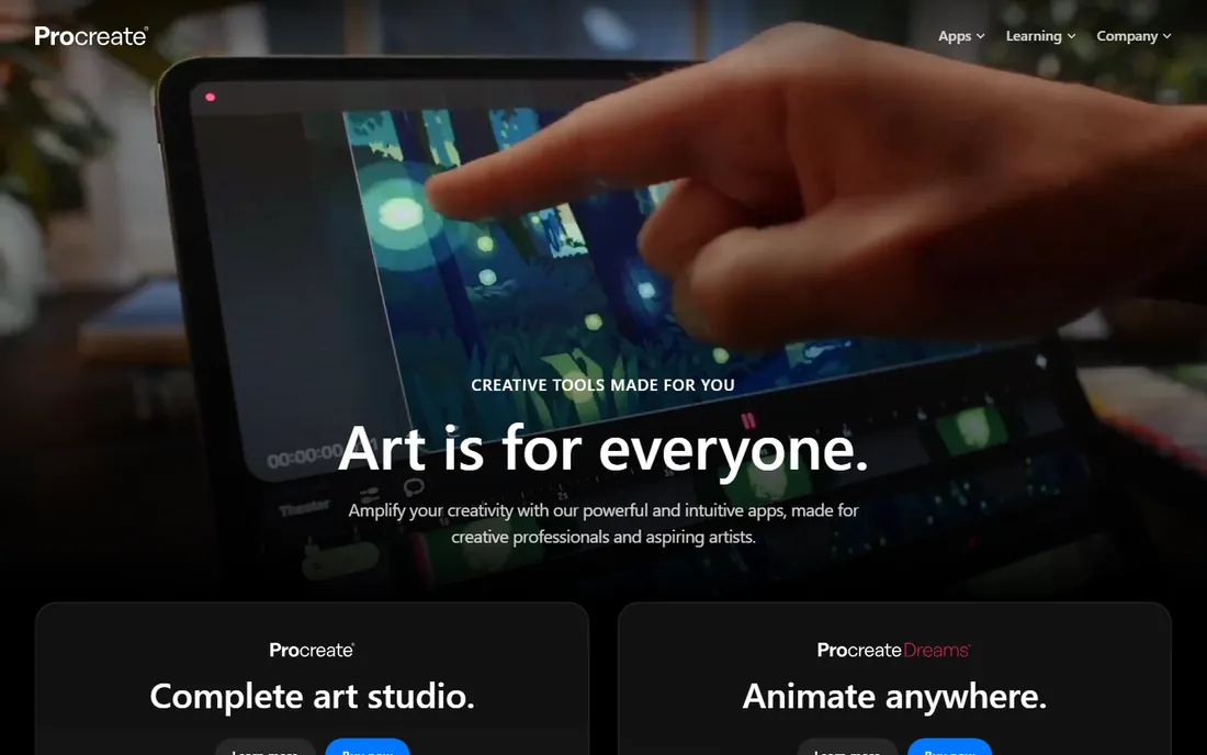 Procreate homepage
