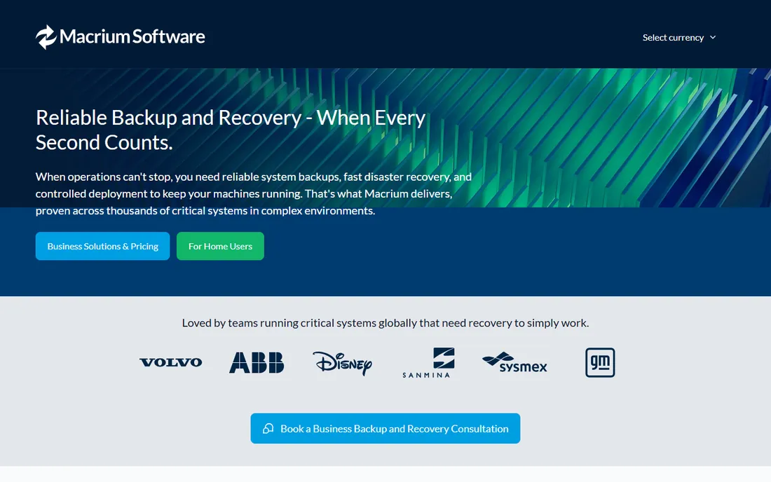 Macrium Reflect homepage