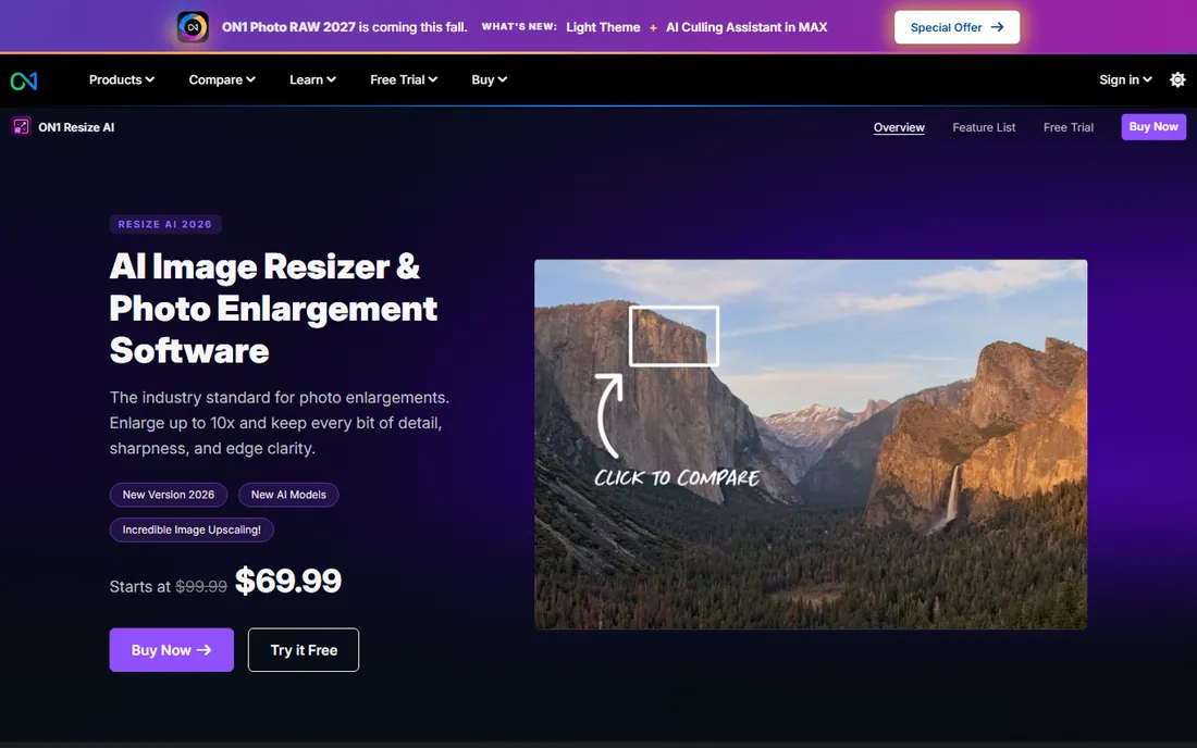 ON1 Resize AI homepage