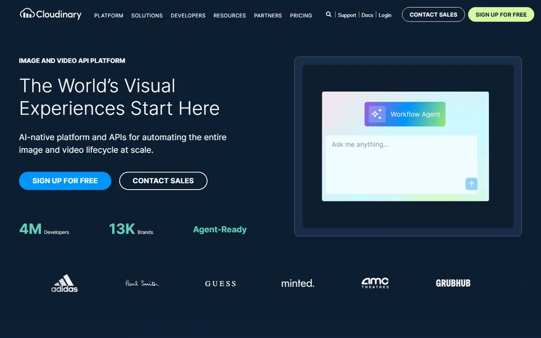 Cloudinary homepage