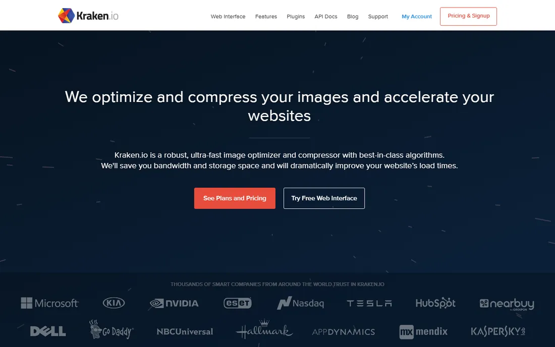 Kraken.io homepage