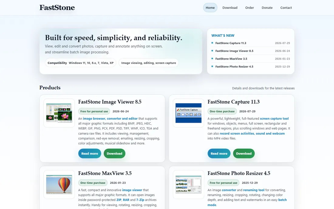 FastStone Photo Resizer homepage