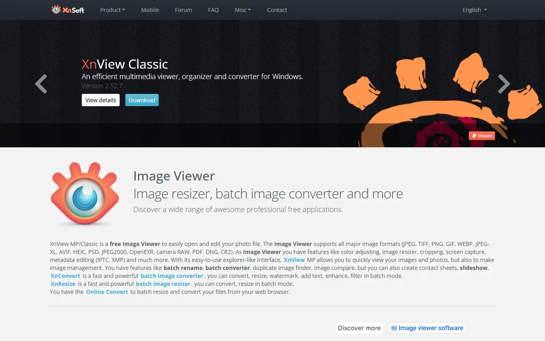 XnConvert homepage
