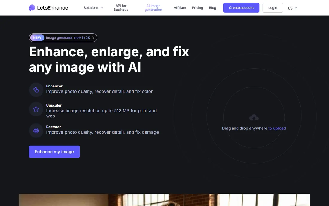 Let's Enhance homepage