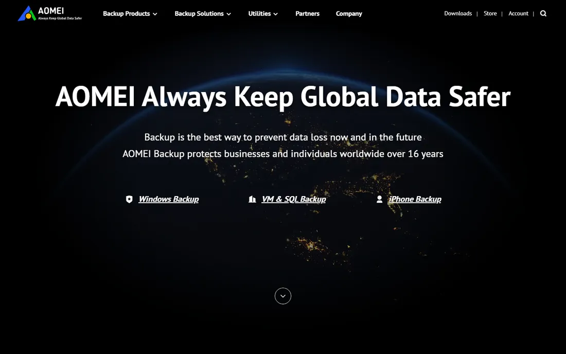 AOMEI Backupper homepage