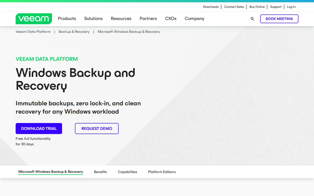 Veeam Agent for Microsoft Windows homepage