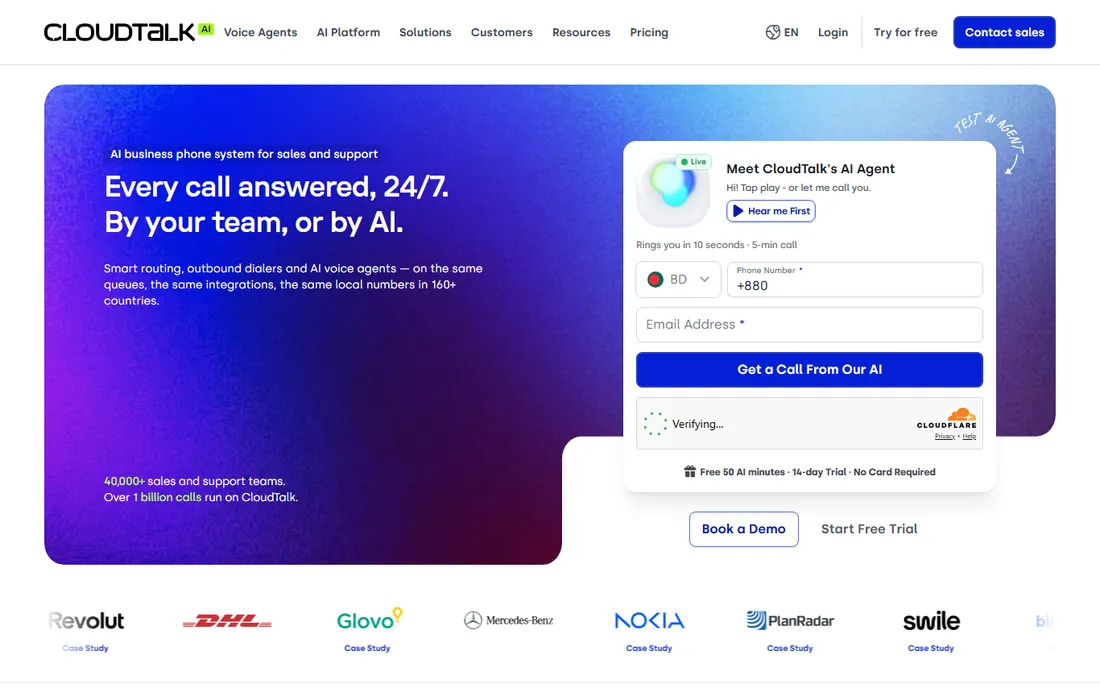 CloudTalk homepage