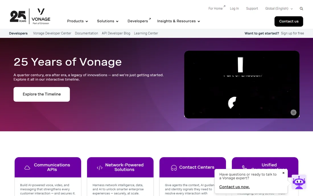 Vonage homepage