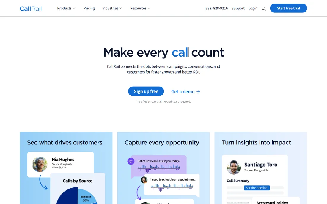 CallRail homepage