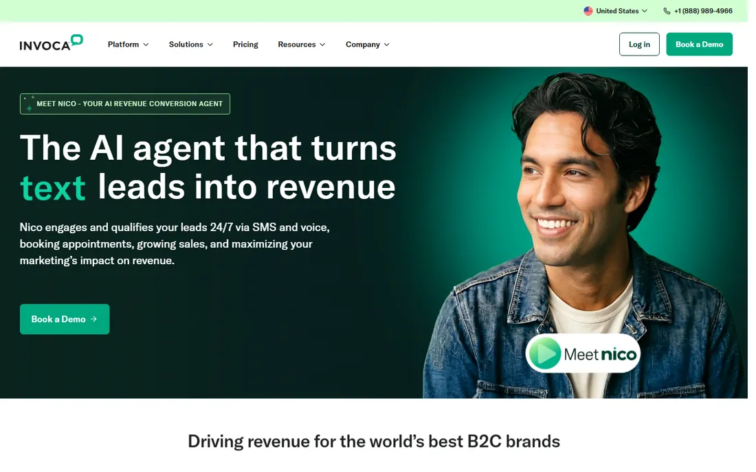 Invoca homepage