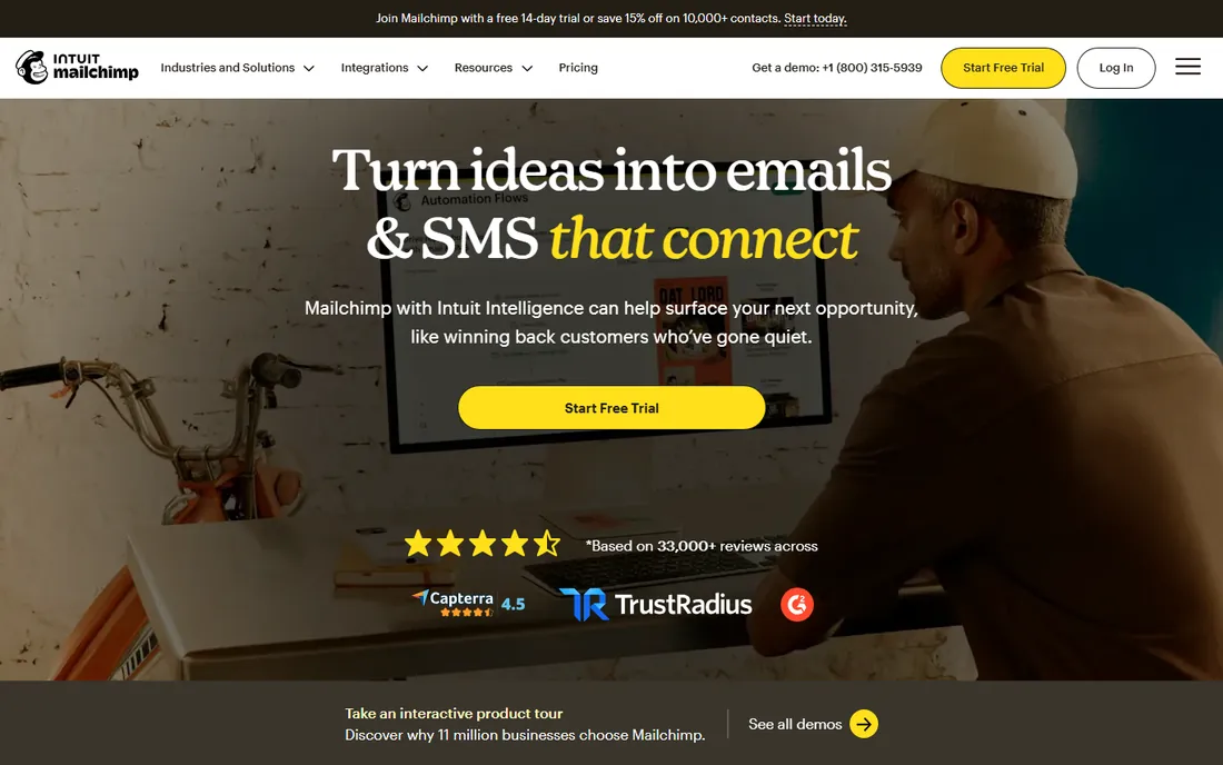 Mailchimp homepage