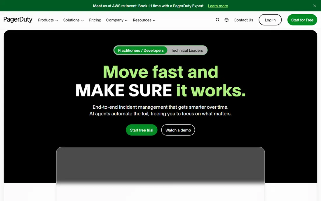 PagerDuty homepage