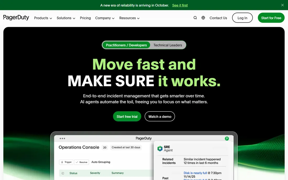 PagerDuty homepage