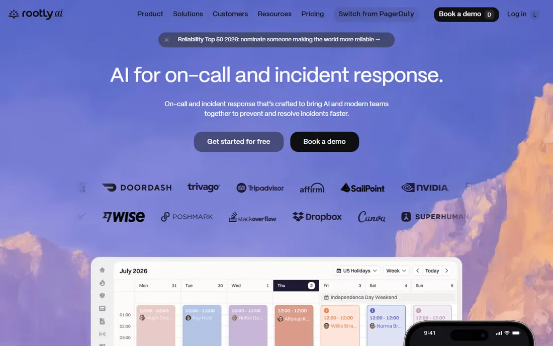 Rootly homepage