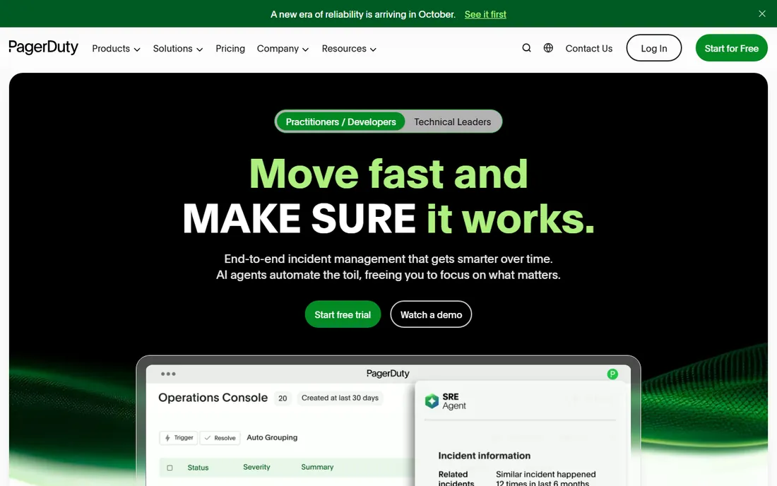 PagerDuty homepage