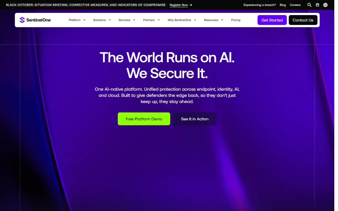 SentinelOne Singularity homepage