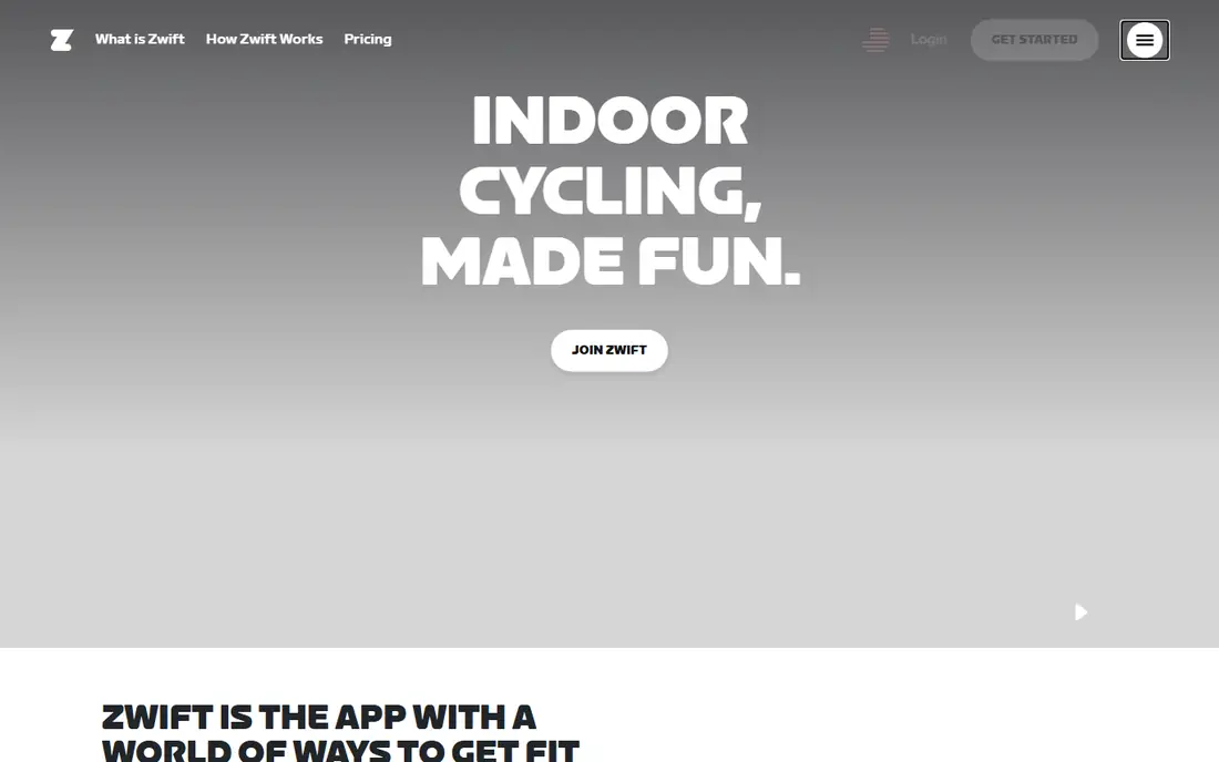 Zwift homepage