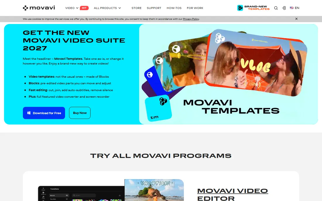 Movavi Video Editor homepage