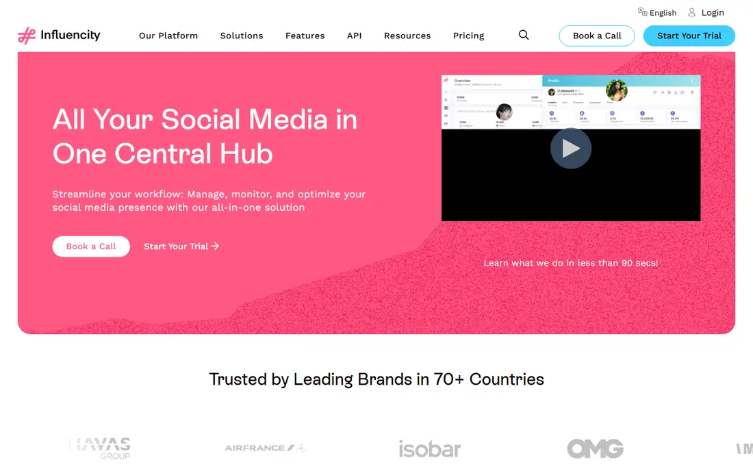 Influencity homepage