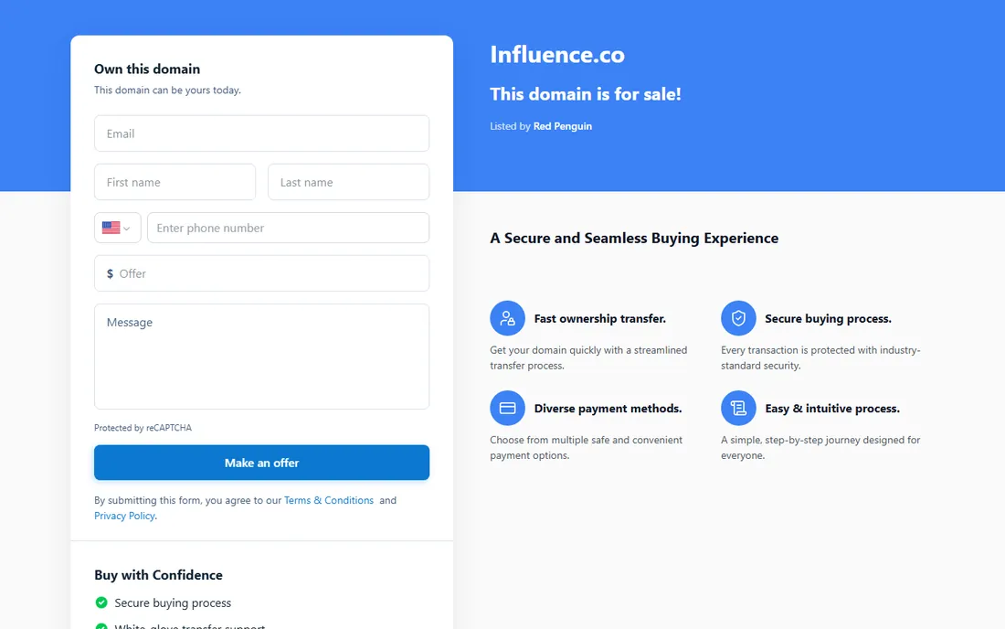 Influence.co homepage
