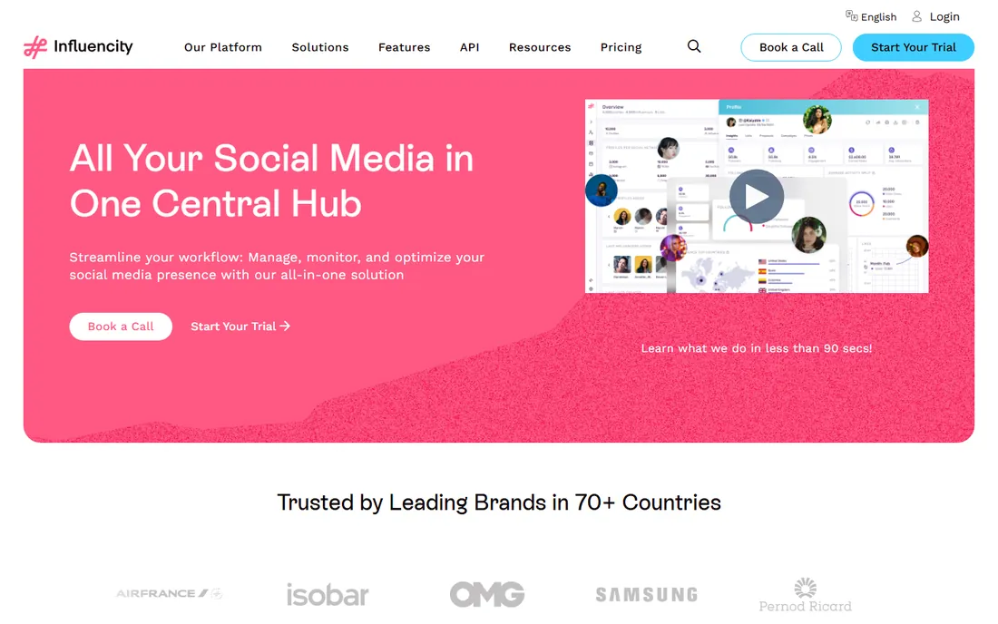 Influencity homepage
