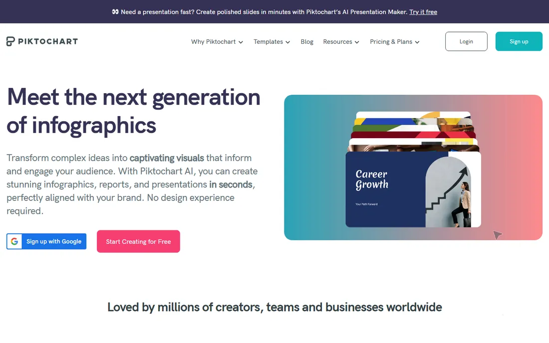 Piktochart homepage