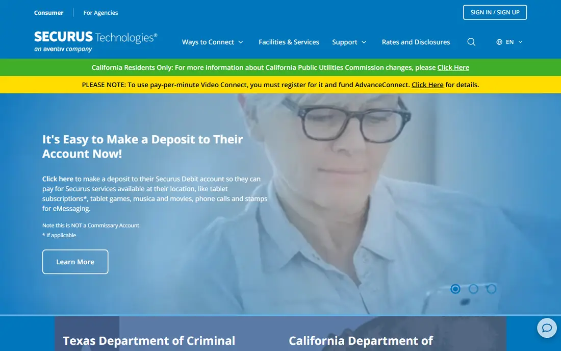 Securus homepage