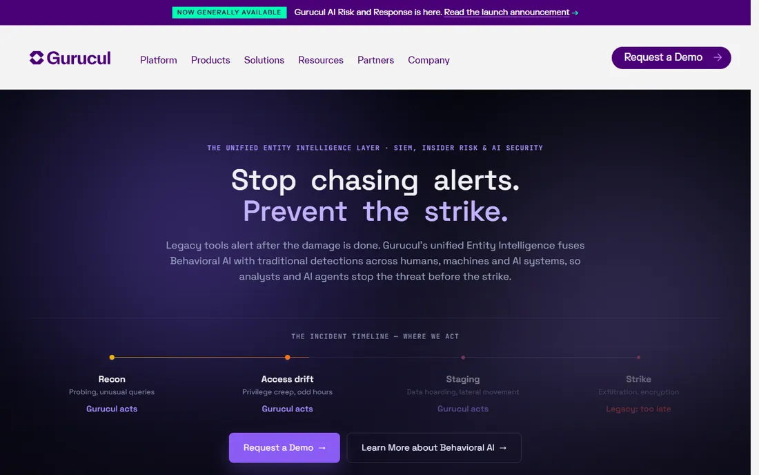 Gurucul homepage