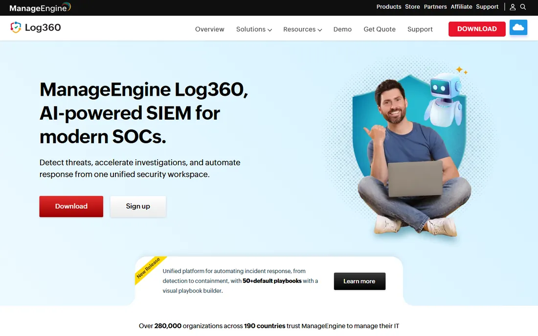 ManageEngine Log360 homepage