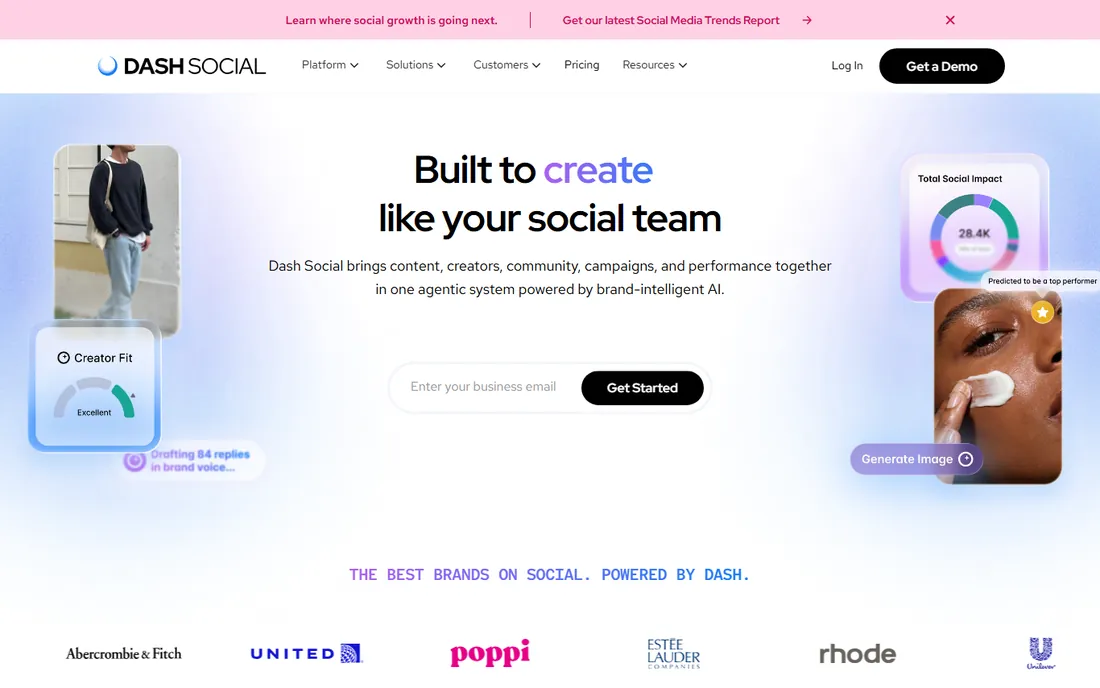 Dash Social homepage