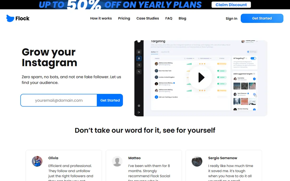 Flock Social homepage