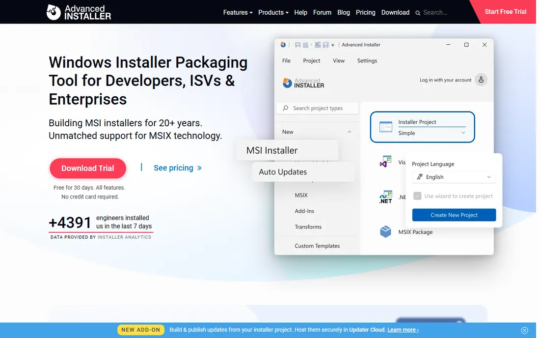 Advanced Installer homepage